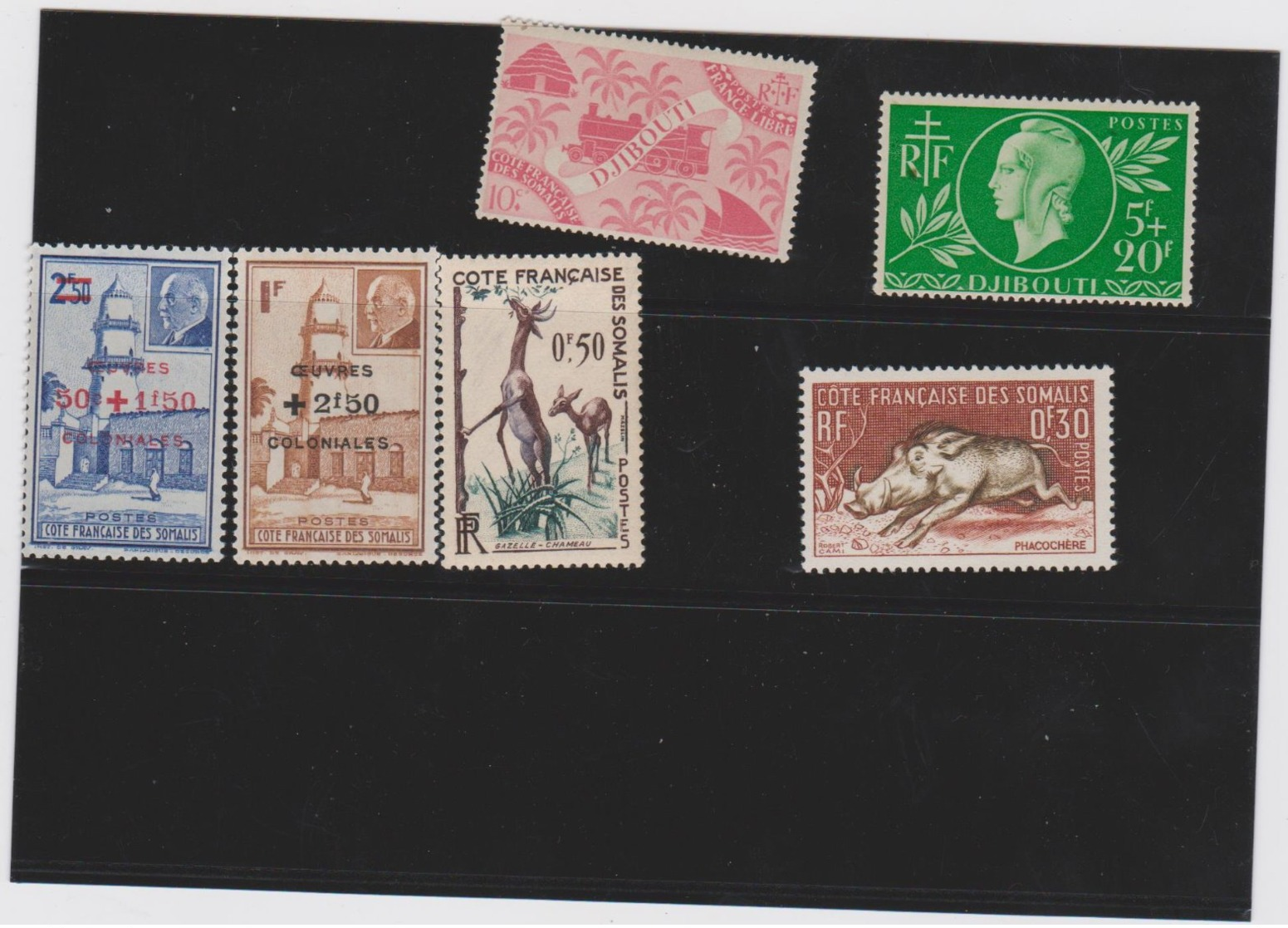 COLONIES FRANCAISES COTE DES SOMALIS (Djibouti) 6 Timbres Neufs Xx 235 251 252 253 287 289 - Unused Stamps