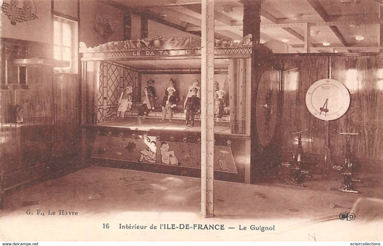 Thème   Guignol Ou Marionnettes :  Paquebot Ile De France    Le Guignol   (voir Scan) - Sonstige & Ohne Zuordnung