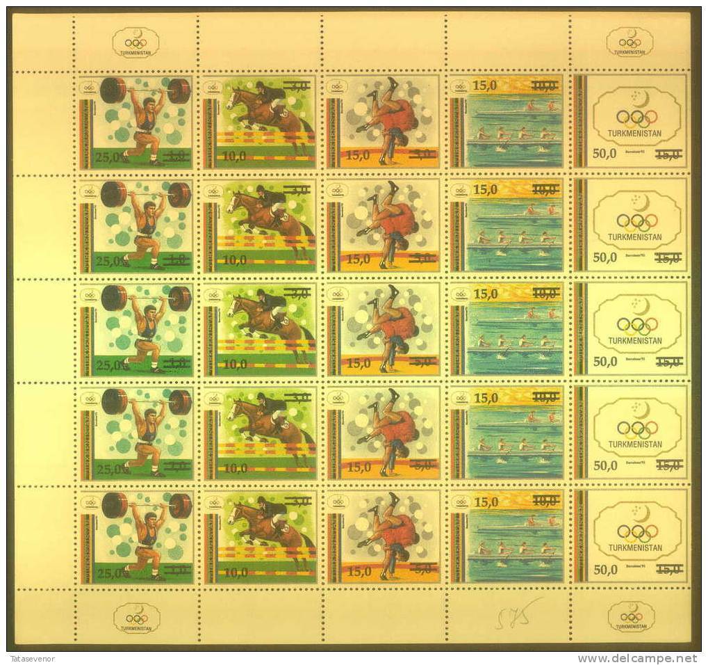 TURKMENISTAN 2L P TURKMENISTAN Mi 25-29 Sheet Olympic Games BARCELONA - Turkmenistán