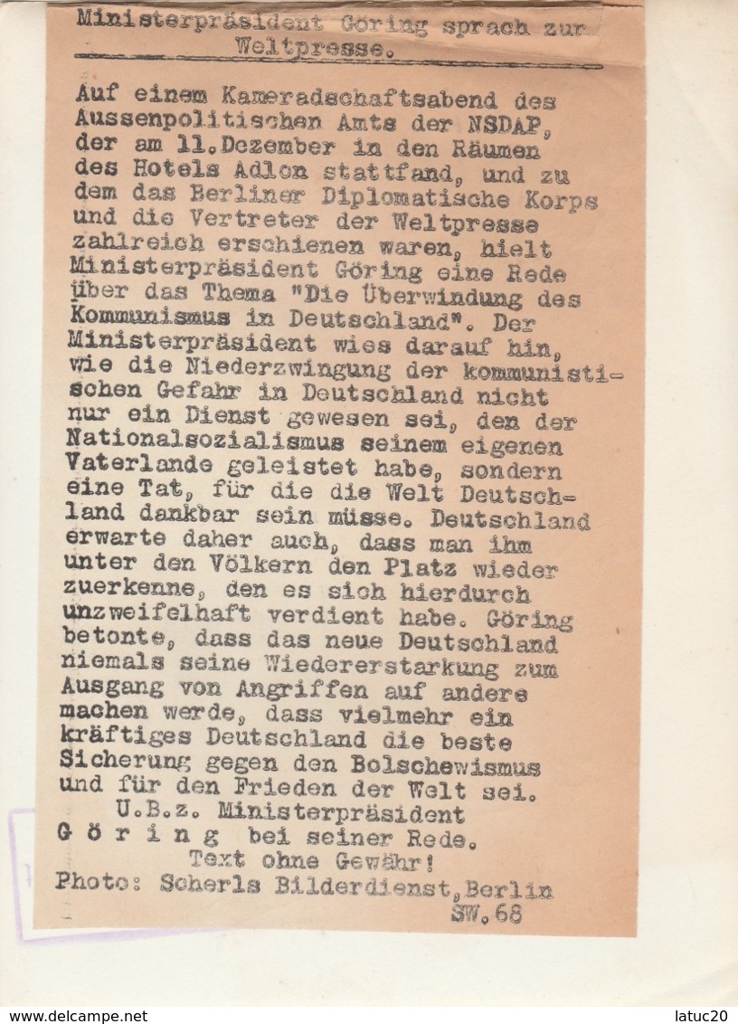 Göring Sprach Zur Weltpresse - Krieg, Militär