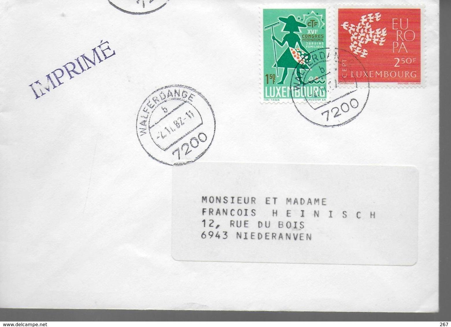 LUXEMBOURG Lettre 1982 Europa  Jardins Familiaux - 1982