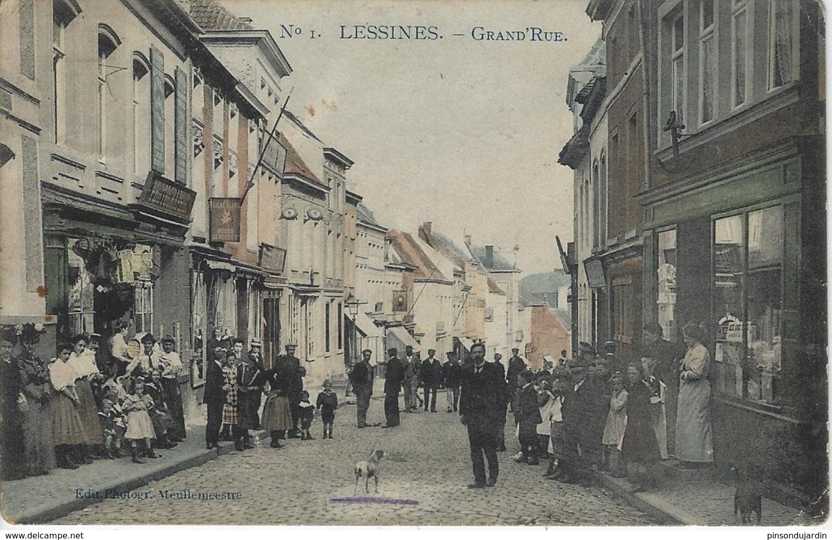 LESSINES GRAND'RUE (N)1 Marcovivi  Et Photogr. Demeulemeester  - COLOR - TOP Rare - Voyagé 1909 - Lessines
