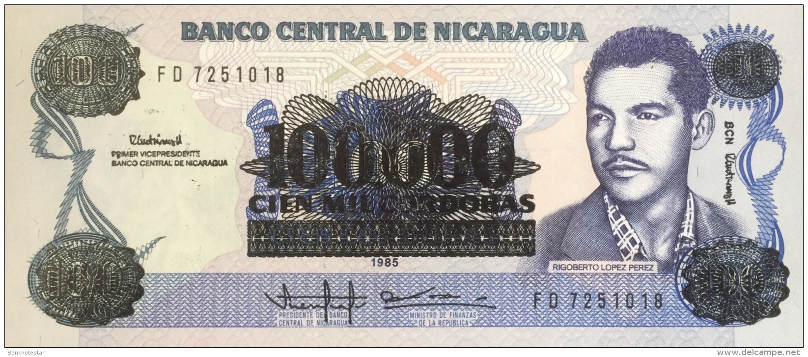 Nicaragua 100.000 Cordobas, P-159 (1989) - UNC - Nicaragua