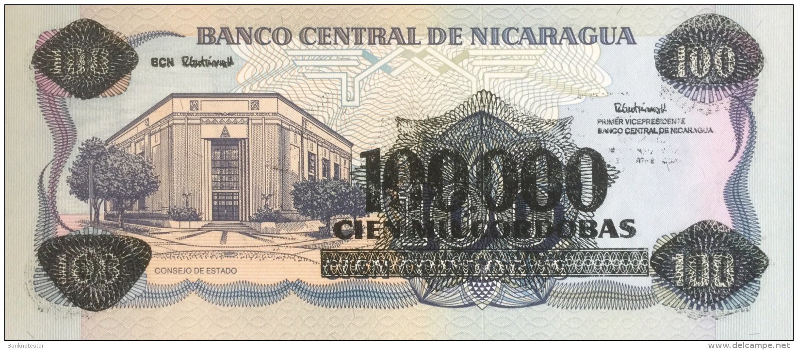 Nicaragua 100.000 Cordobas, P-159 (1989) - UNC - Nicaragua