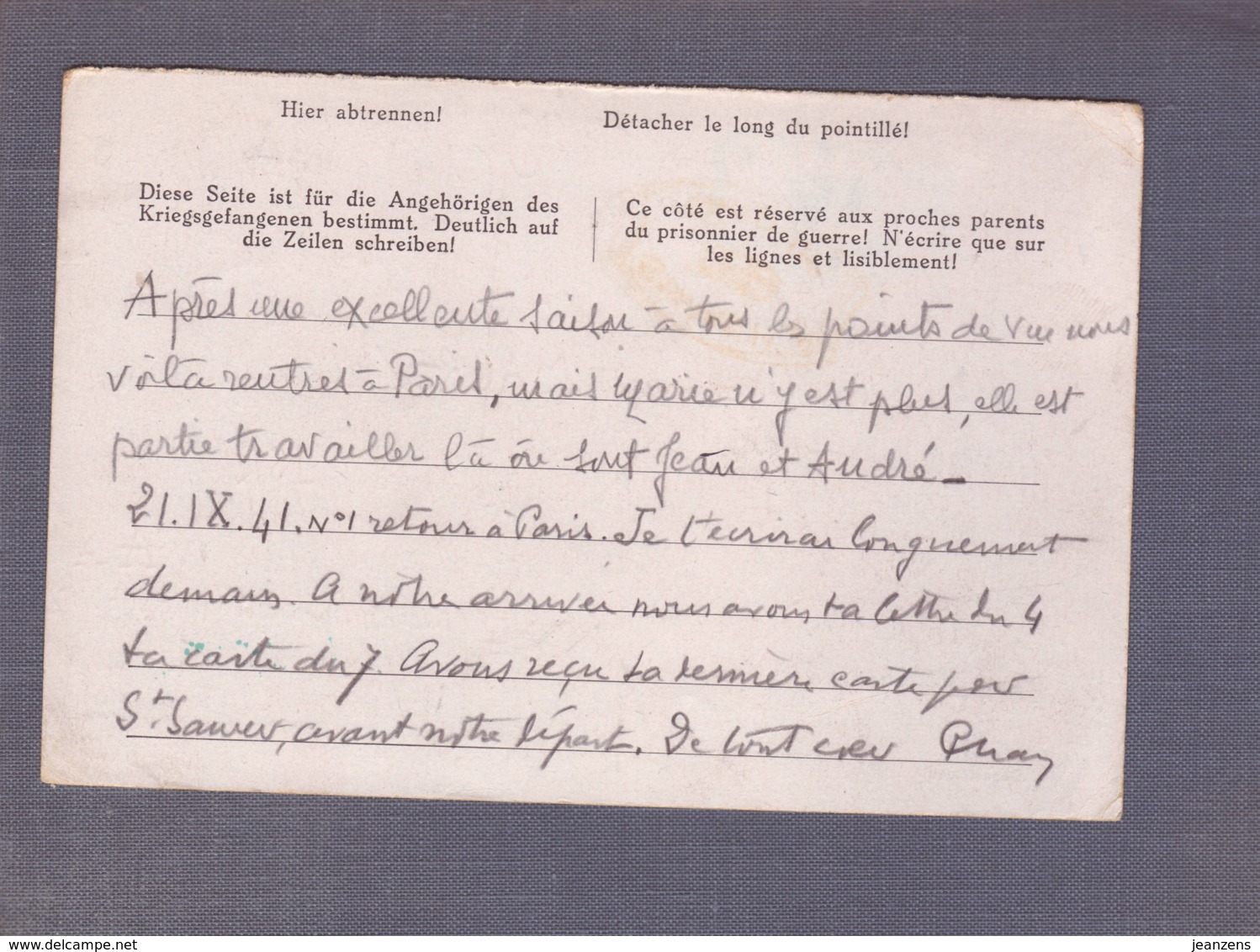 Correspondance De PG -Lieutenant Médecin - Obl. Paris 1941  ->Stalag IV A Et IV C - Censored/Zensur/Censure  Du Camp - Guerre De 1939-45