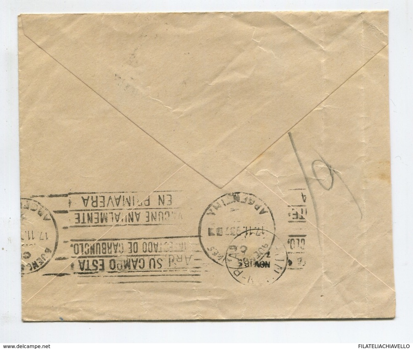 ESPAÑA SPAIN To ARGENTINA 1937 CIVIL WAR CENSOR COVER # 15059 041019A - Cartas & Documentos