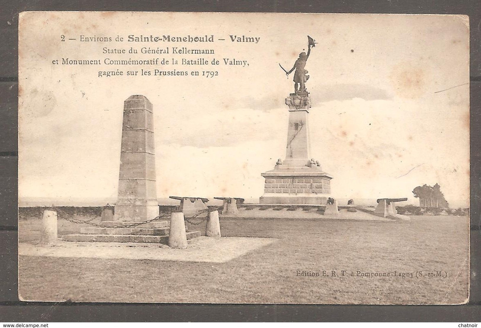 Sur Carte Postale  VALMY    5 C Semeuse   Oblit  Ferroviaire  VERDUN A PARIS   C    1908 - Briefe U. Dokumente