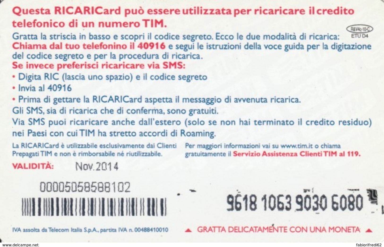 RICARICA- ITALIA TIM (PK2431 - Schede GSM, Prepagate & Ricariche