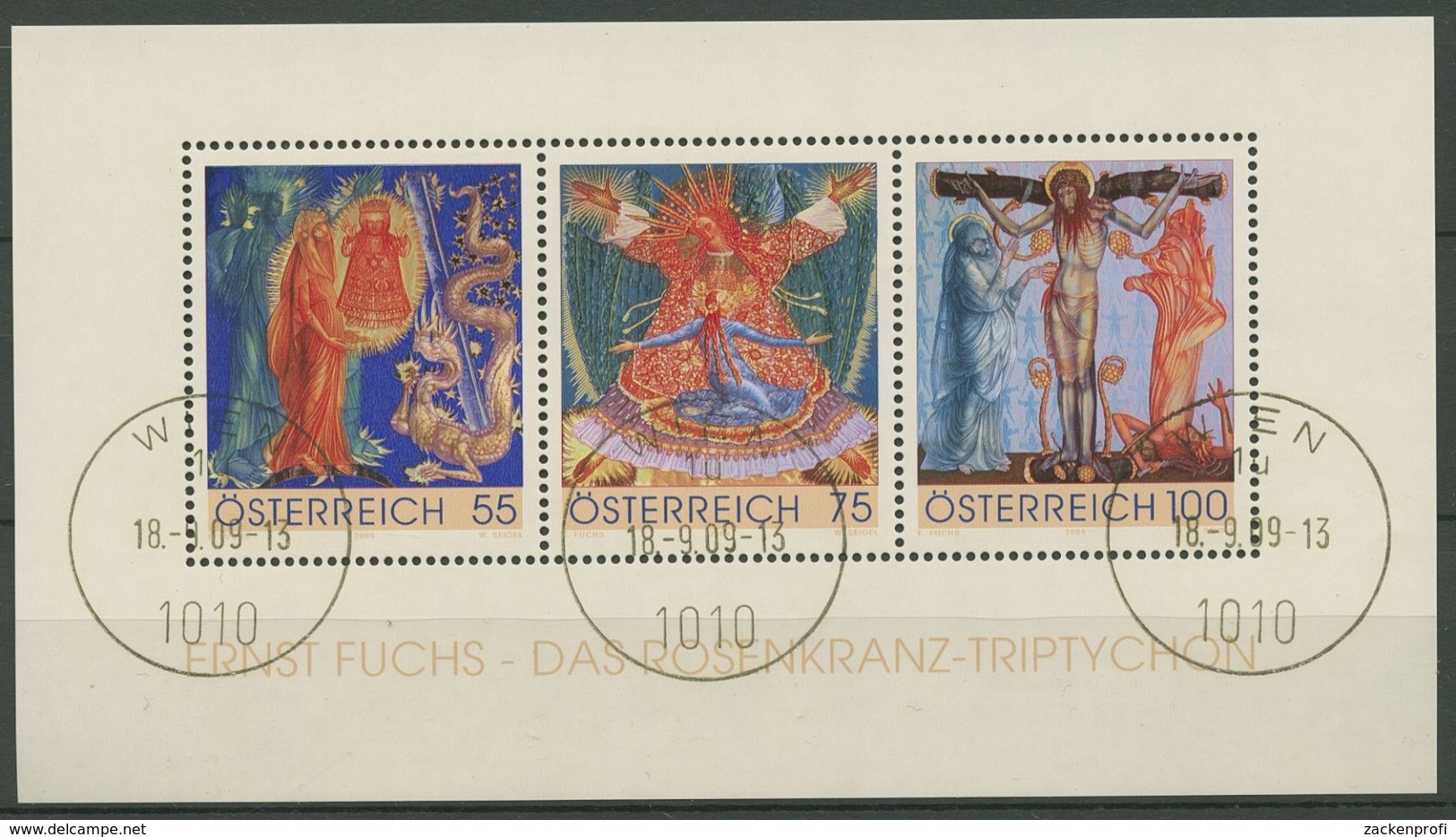 Österreich 2009 Gemälde Rosenkranz-Triptychon Block 54 Gestempelt (C93731) - Blocks & Kleinbögen