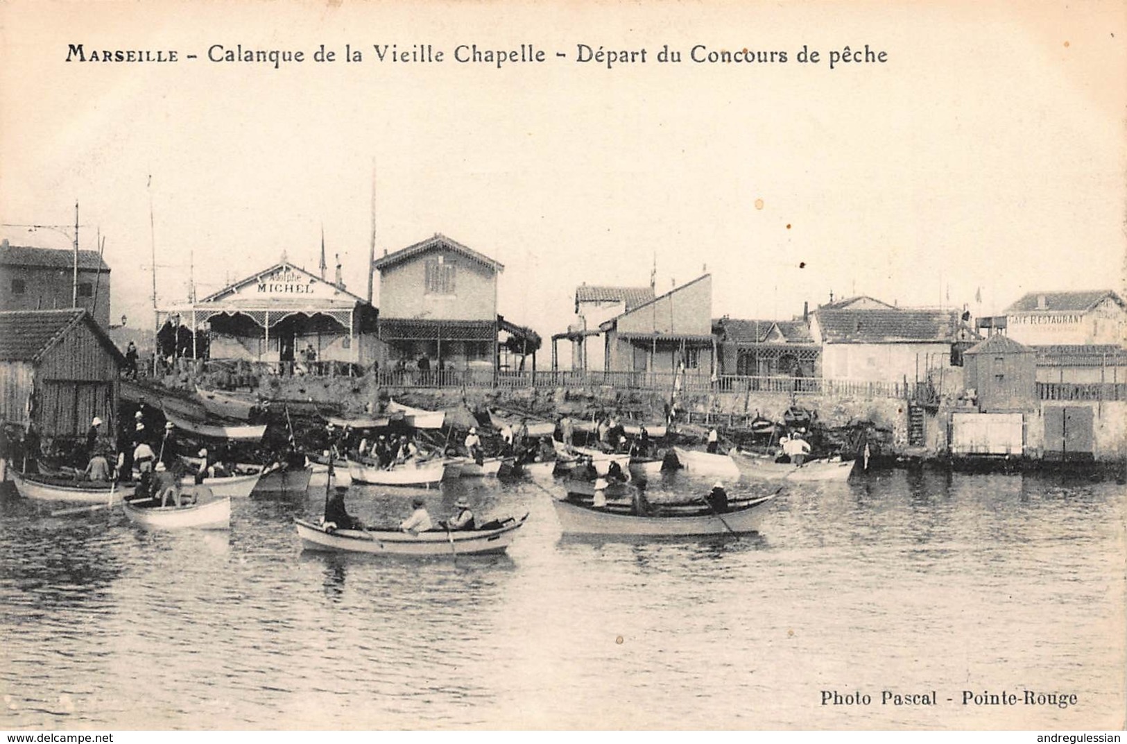 CPA Marseille - Calanque De La Vieille Chapelle - Départ Du Concours De Pêche - Quartiers Sud, Mazargues, Bonneveine, Pointe Rouge, Calanques