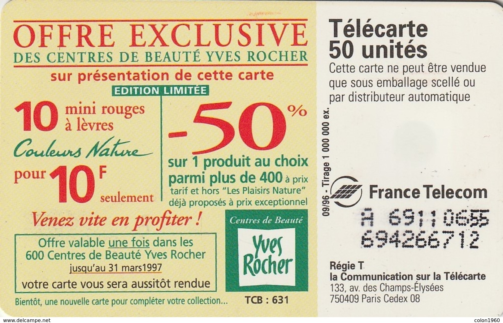 FRANCIA. Yves Rocher 3 Irresistible. 0693. 09/96. (240). - 1996