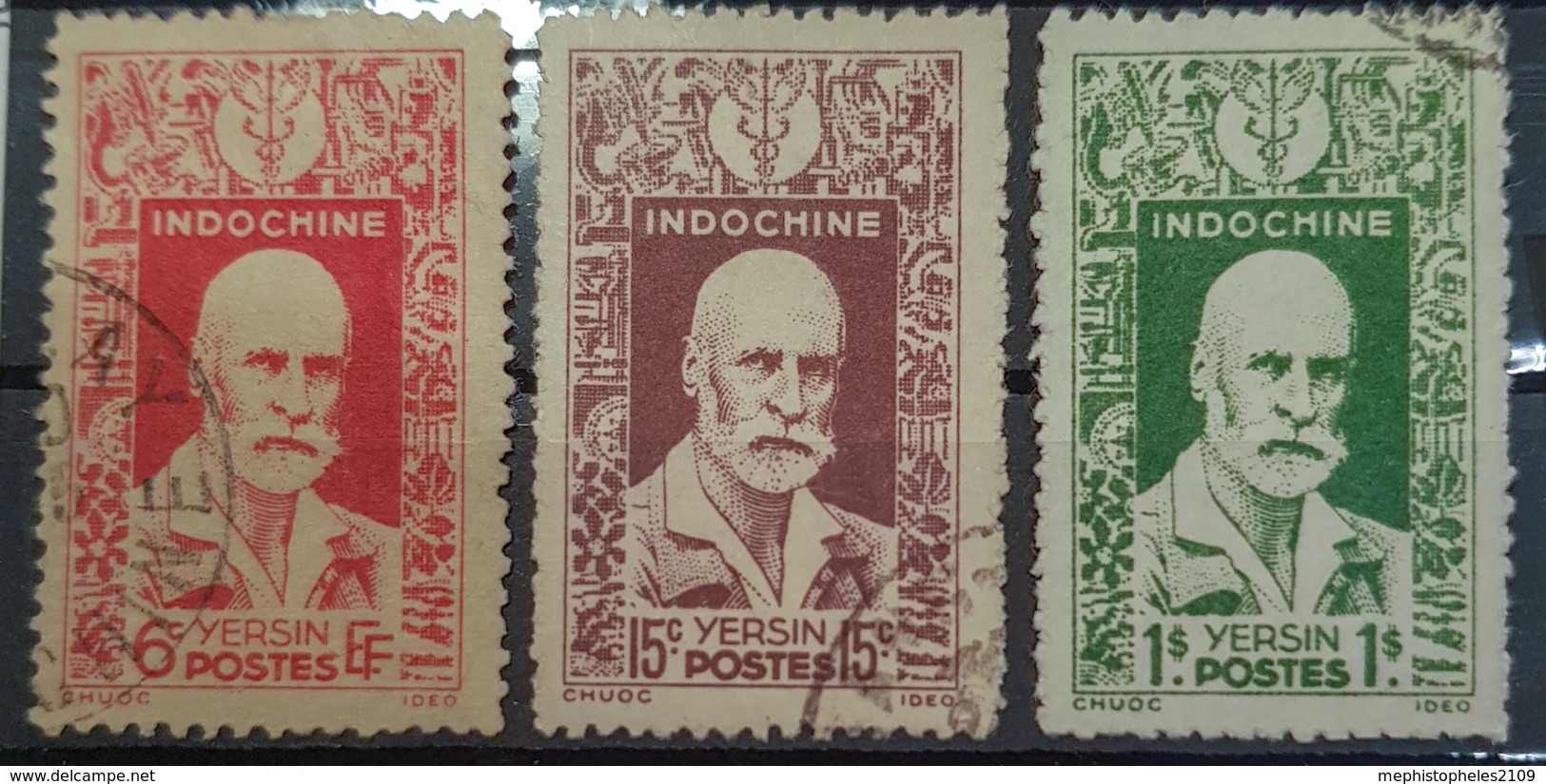 INDOCHINE 1943/44 - Canceled - YT 286, 287, 291 - 6c 15c 1$ - Usati