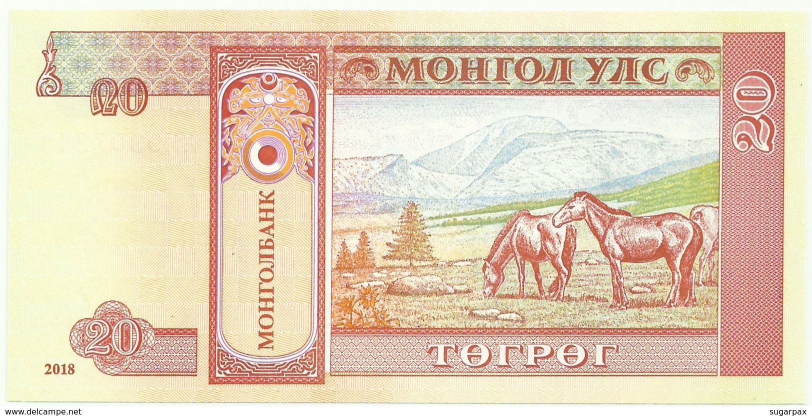 Mongolia - 20 Tugrik - 2018 - Unc. - Pick 63.j -  Série AM - ( Sukhe-Bataar ) - Mongolië