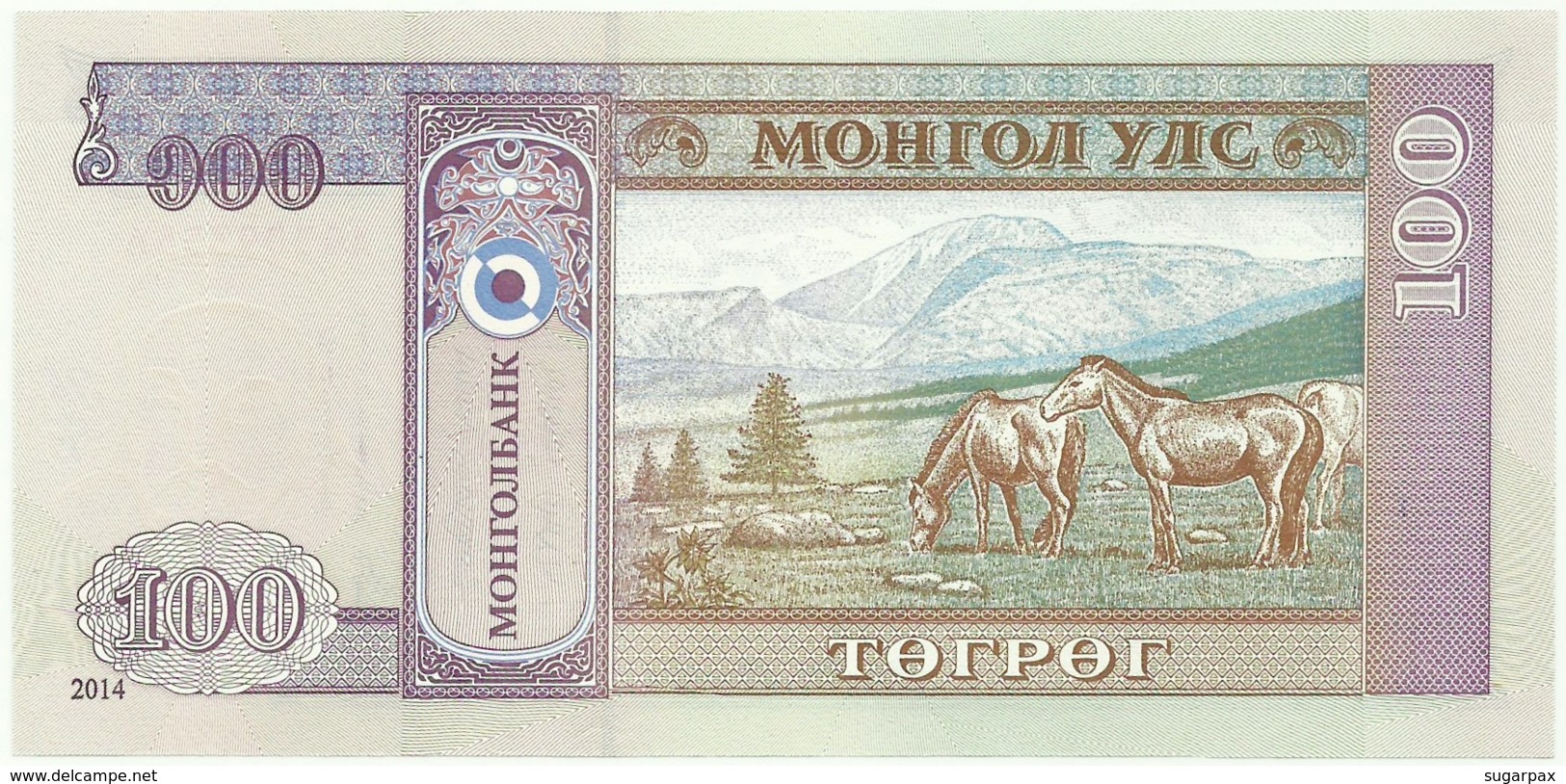 Mongolia - 100 Tugrik - 2014 - Unc. - Pick 65.c -  Série AQ - ( Sukhe-Bataar ) - Mongolië
