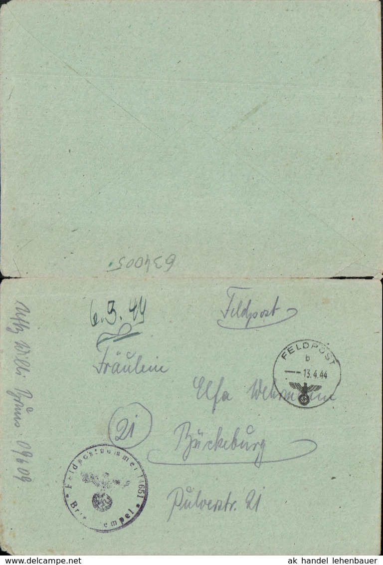 634005,WK 2 Feldpost Nr. 14651 N. B&uuml;ckeburg 09609 - 1939-45