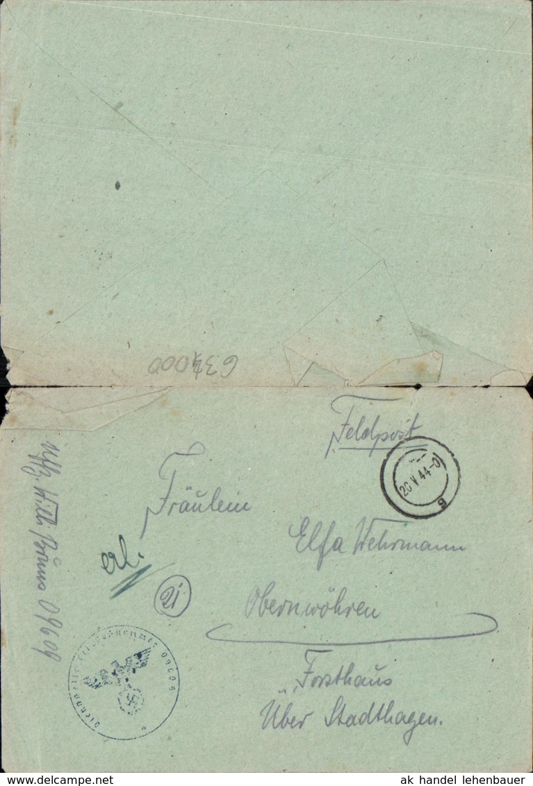 634000,WK 2 Feldpost 1944 Tarnstempel 1944 Obernw&ouml;hren Stadthagen 09609 - 1939-45