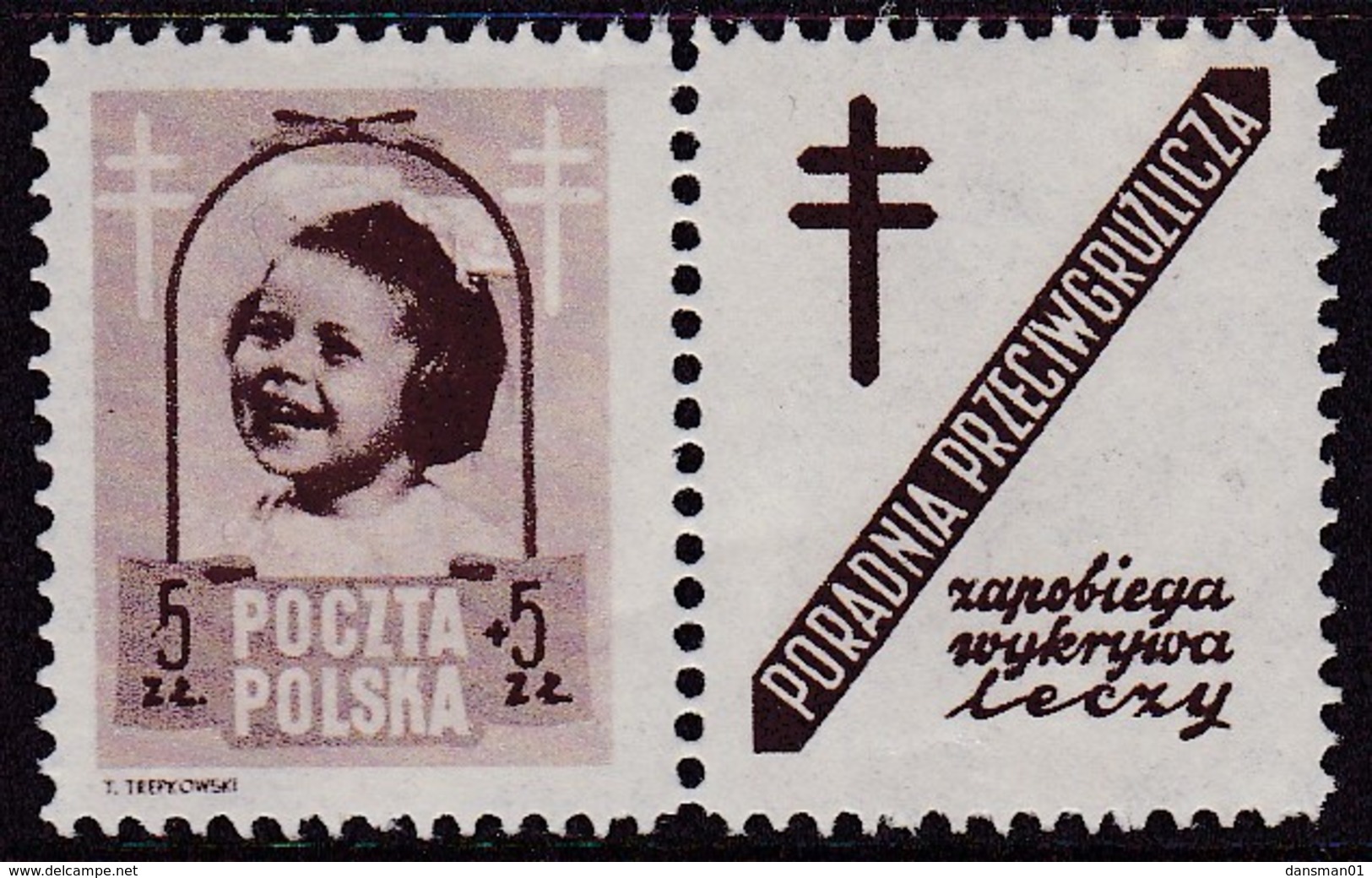 POLAND 1948 Anti-TB Fi 486 Pw9 Mint Hinged - Unused Stamps