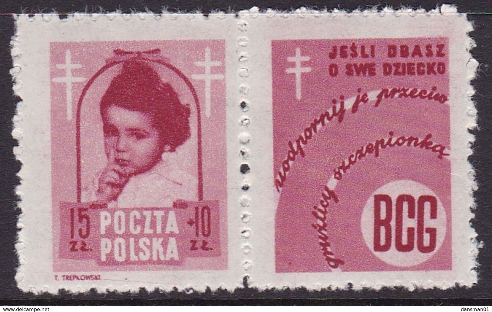 POLAND 1948 Anti-TB Fi 488 Pw4 Mint Hinged - Unused Stamps