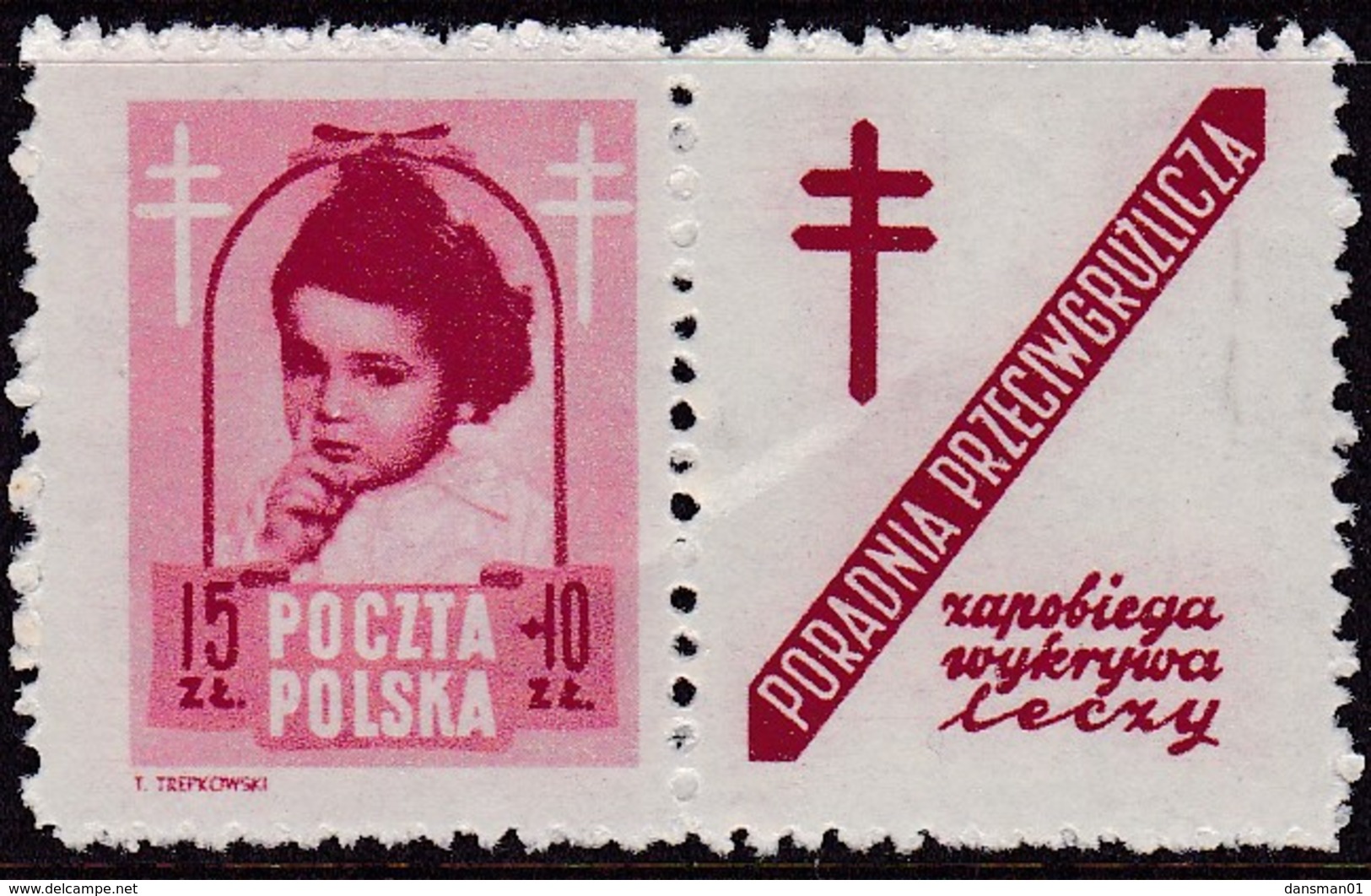 POLAND 1948 Anti-TB Fi 488 Pw9 Mint Hinged - Unused Stamps