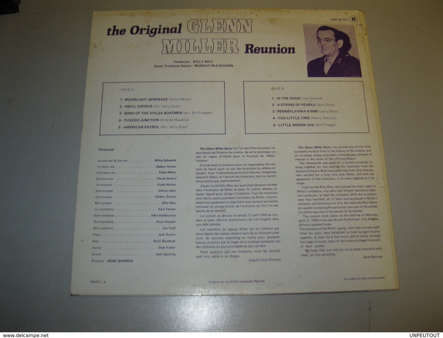 VINYLE "THE ORIGINAL GLENN MILLER REUNION" 33 T VOGUE (1976) - Jazz