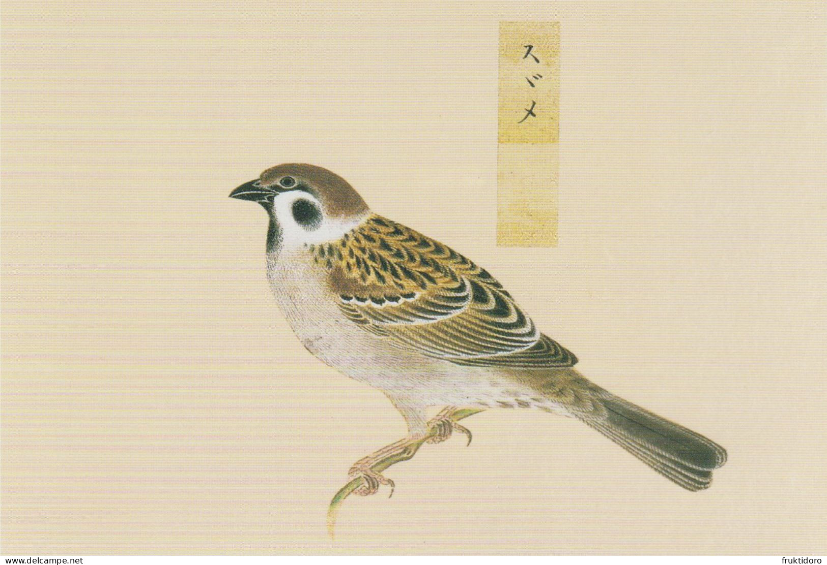 AKJP Japan Postcards Showing Paintings - Birds - Crested Ibis - Sparrow - Rufous-bellied Thrush - Collections & Lots