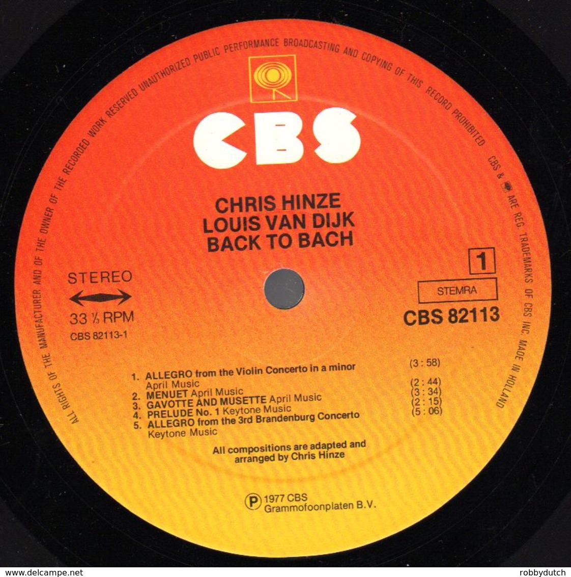 * LP *  CHRIS HINZE & LOUIS VAN DIJK: BACK TO BACH - Klassiekers