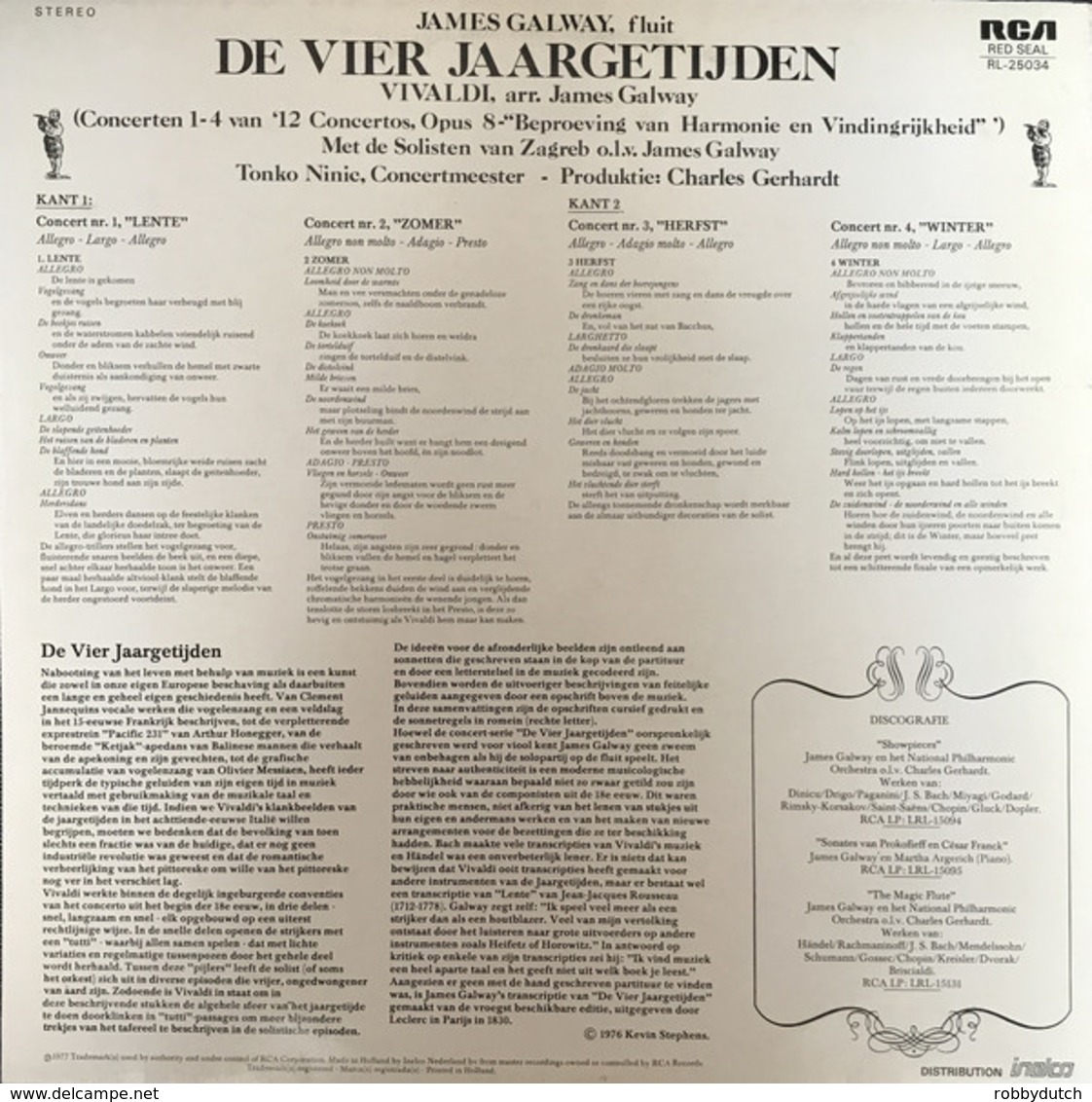 * LP *  VIVALDI - DE 4 JAARGETIJDEN - JAMES GALWAY (Holland 1977 EX!!!) - Klassiekers