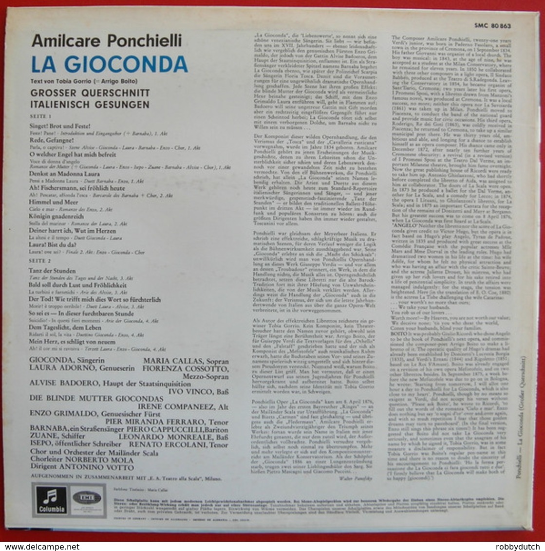 * LP *   AMILCARE PONCHIELLI: LA GIOCONDA - MARIA CALLAS A.o. /CHOR & ORCHESTER DER MAILANDER SCALA - Opera / Operette