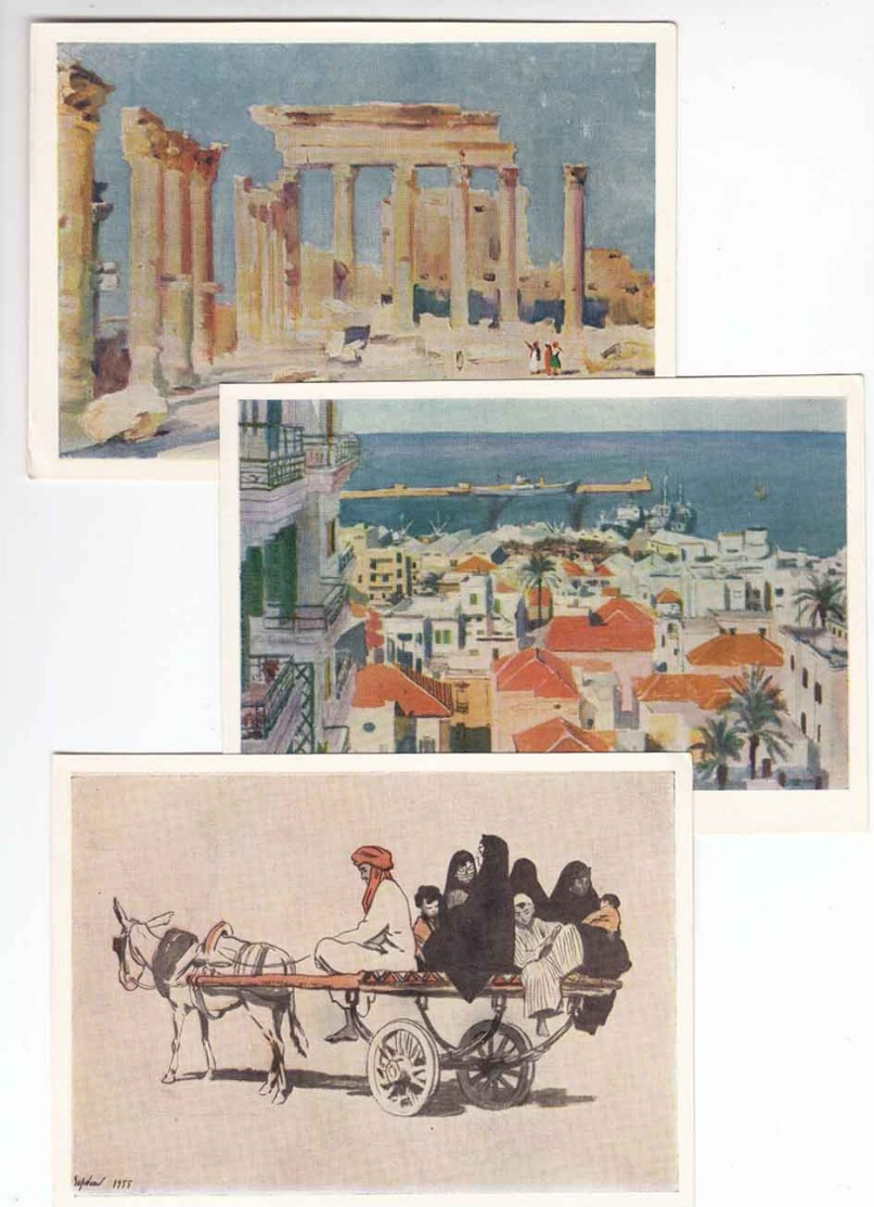Série complète de morceaux de livret Egypte Liban Syrie peintures d'artistes Vereisko