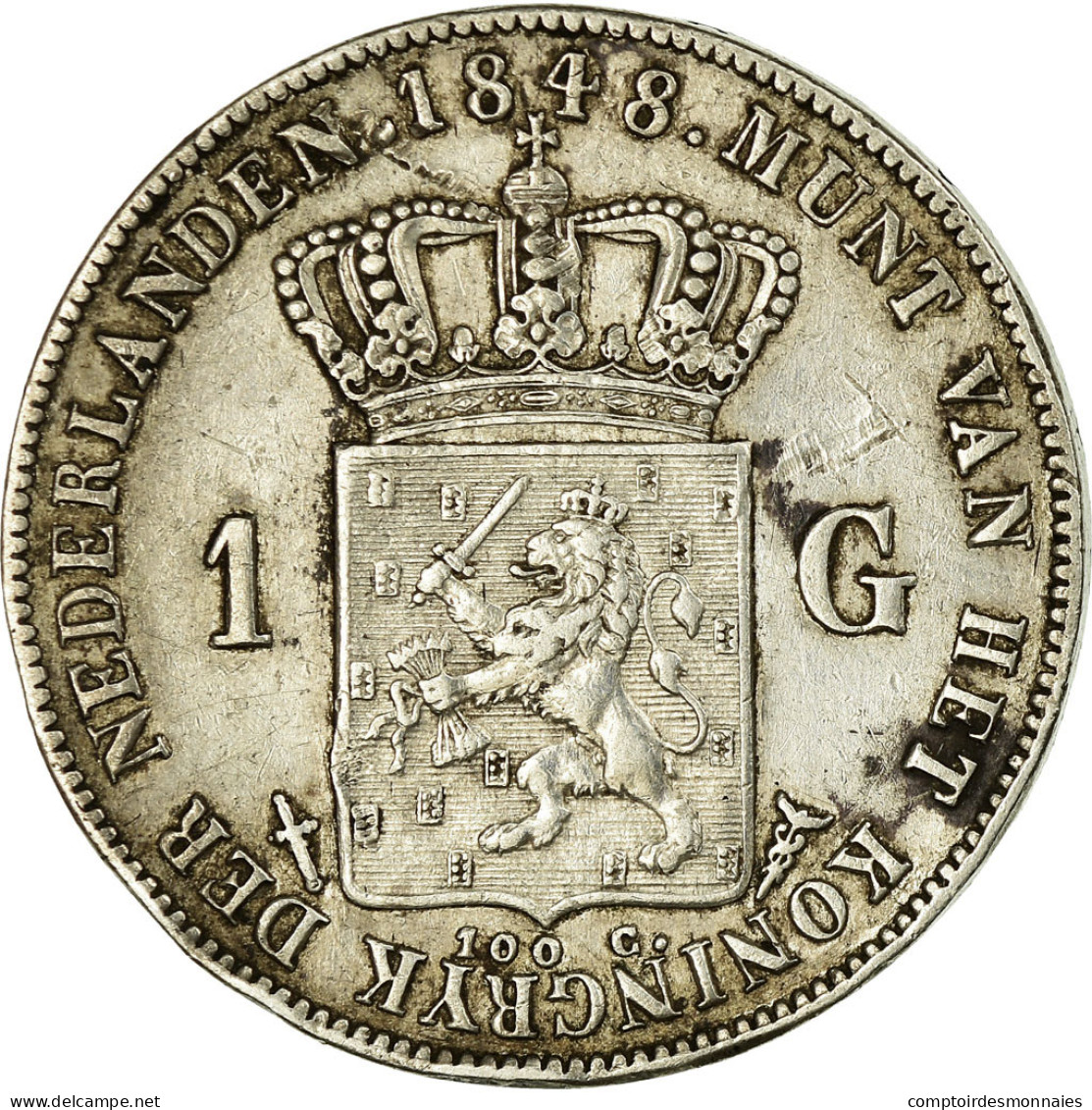 Monnaie, Pays-Bas, William II, Gulden, 1848, Utrecht, TTB, Argent, KM:66 - 1840-1849: Willem II