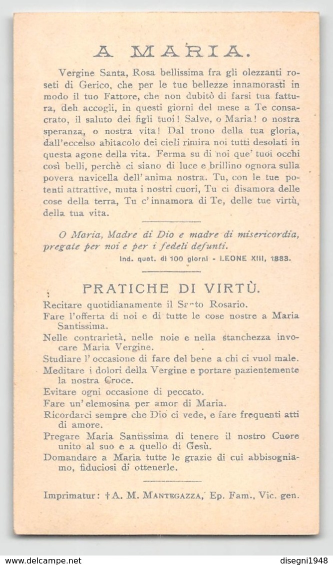 08720 "AD TE CLAMAMUS EXULES FILII HEVAE- RICORDO DEL MESE MARIANO" IMM. REL. ORIG. - Santini