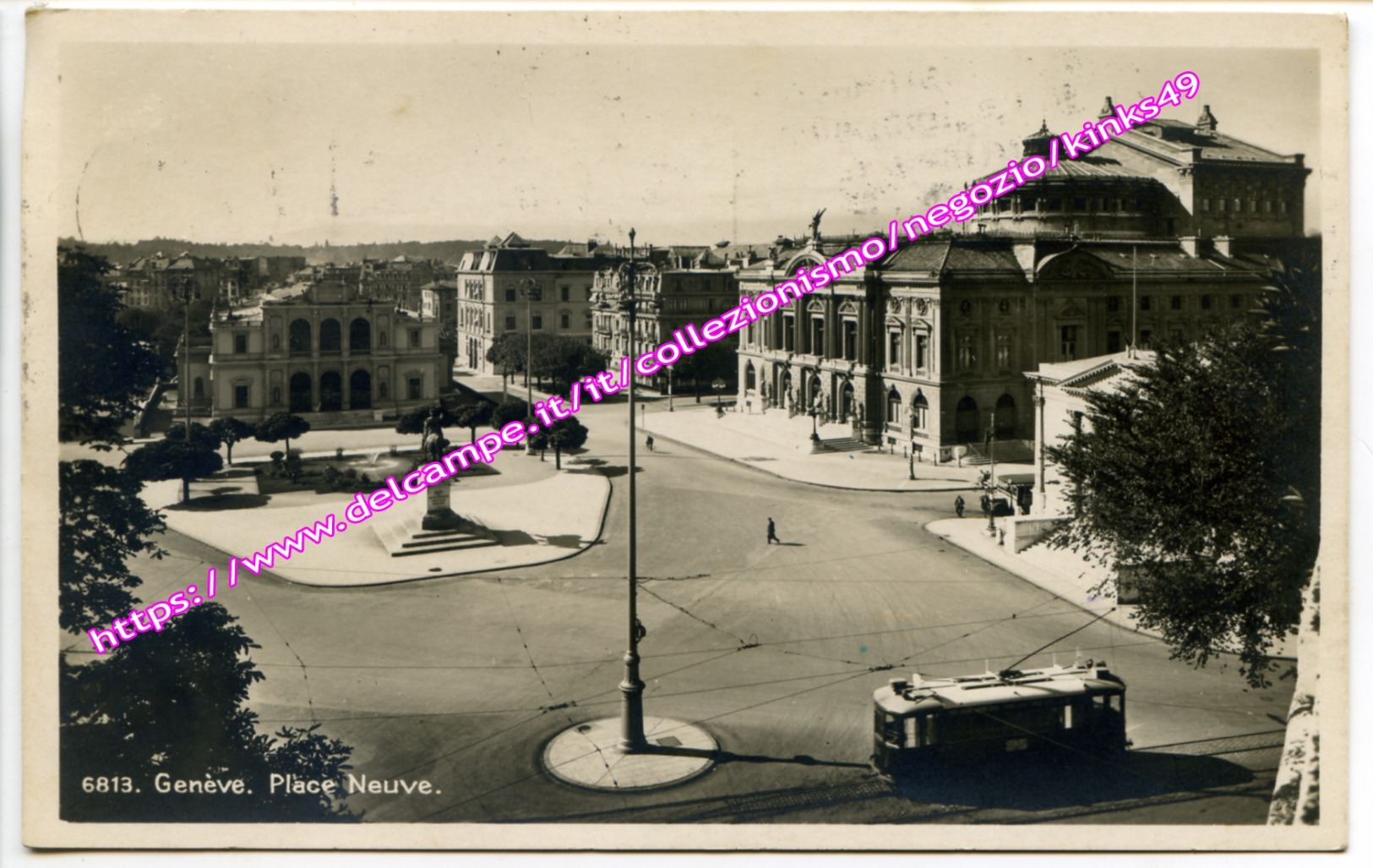 C115> Cartolina Di GINEVRA Genève - Viaggiata - Place Neuve - 1956 - Tram - Genève