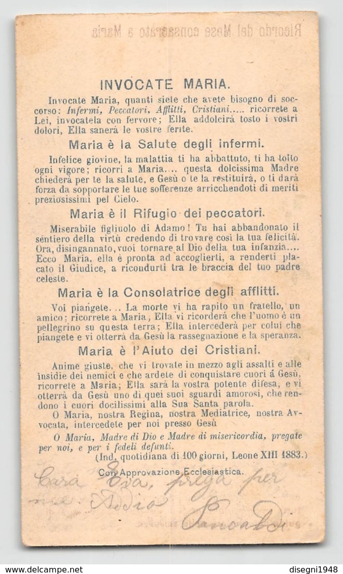 08724 "RICORDO DEL MESE CONSACRATO A MARIA" IMM. REL. ORIG. - Santini