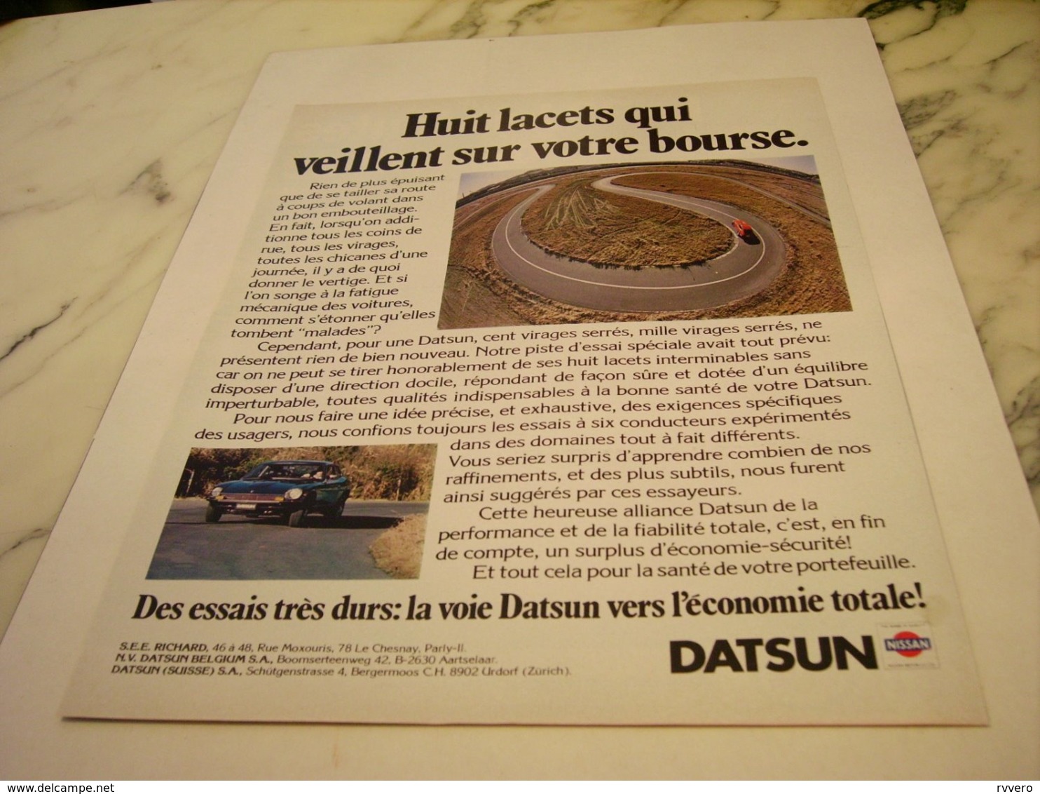 ANCIENNE   PUBLICITE 8 LACETS VOITURE DATSUN 1978 - Cars