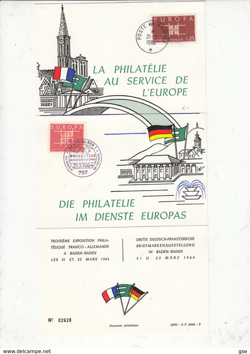 FRANCIA-GERMANIA 1964 - La  Philatelie Au Service De L'Europe - Die Philatelie Inìm Dienste Europas - Idee Europee