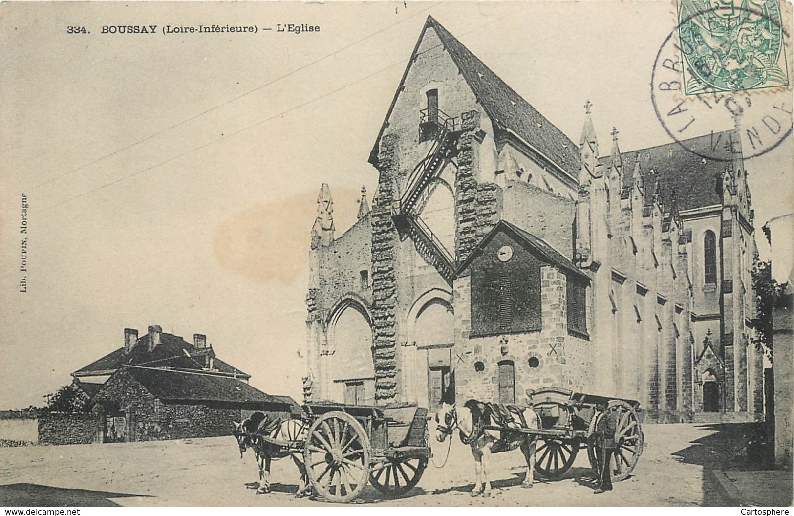 CPA 44 Loire Atlantique Inférieure Boussay L'Eglise Attelage Chevaux - Boussay