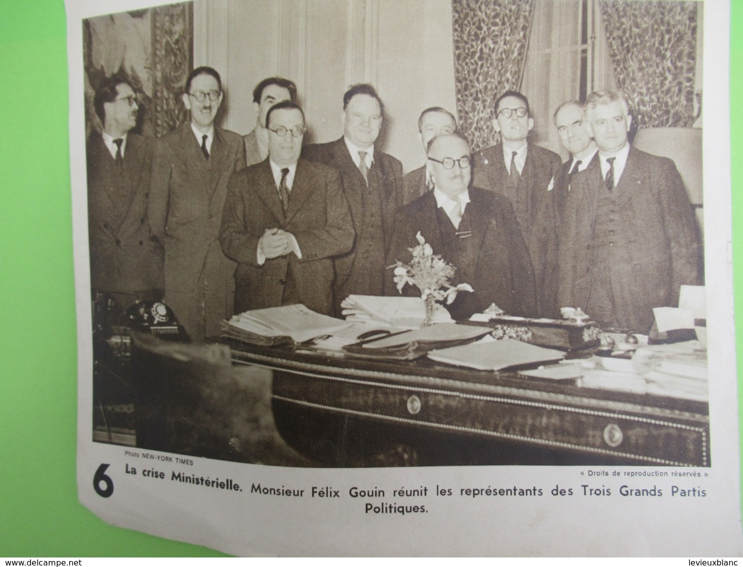 Imp.d’époque D'une Photo/New-York Times/crise Ministelle.Monsieur Félix GOUIN Et Les 3 Grands Partis Polit/1946   VPN274 - Célébrités