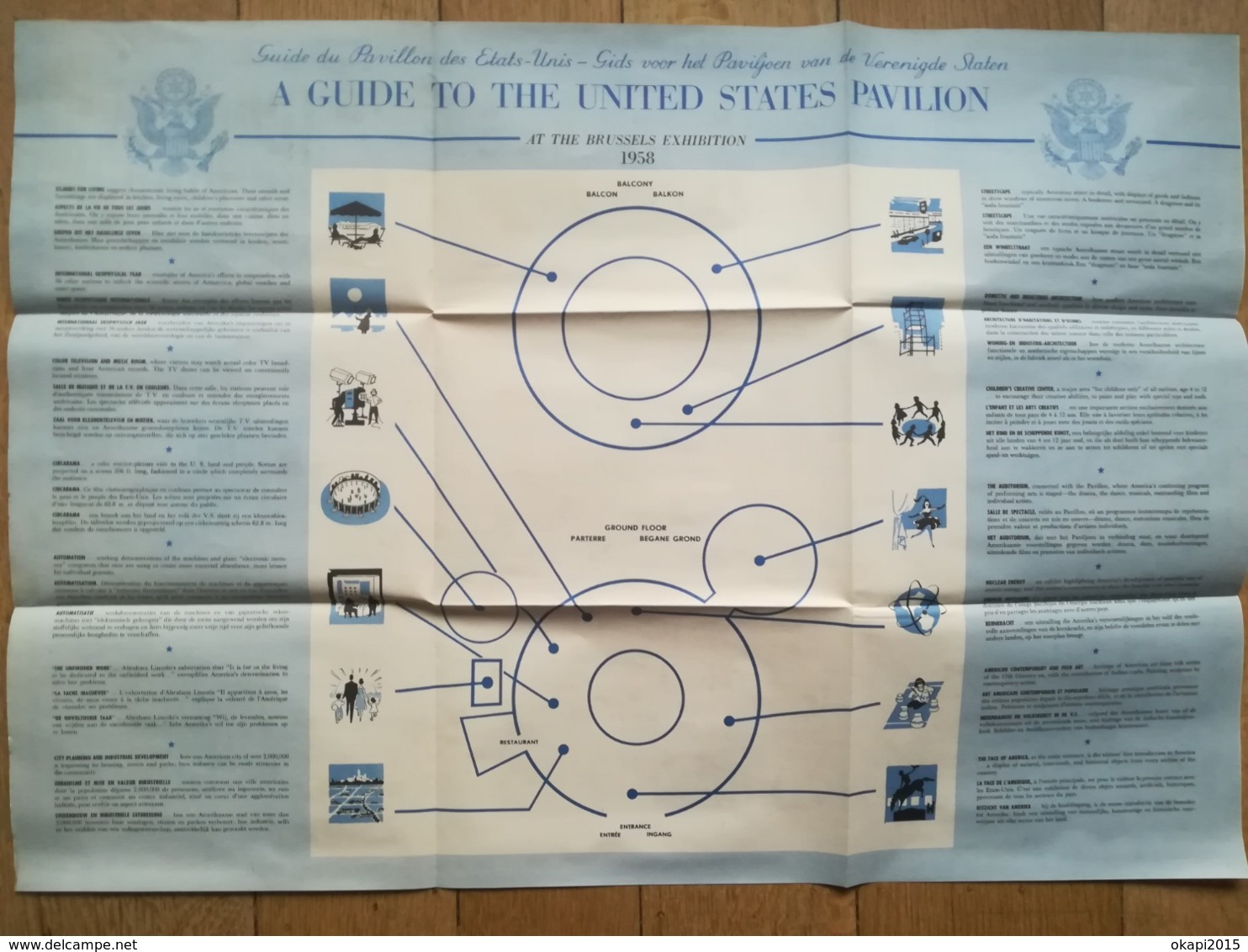 SOUVENIR ET CARTE DU PAVILLON DES ÉTATS -  UNIS À L EXPOSITION INTERNATIONALE DE BRUXELLES DE 1958 BELGIQUE