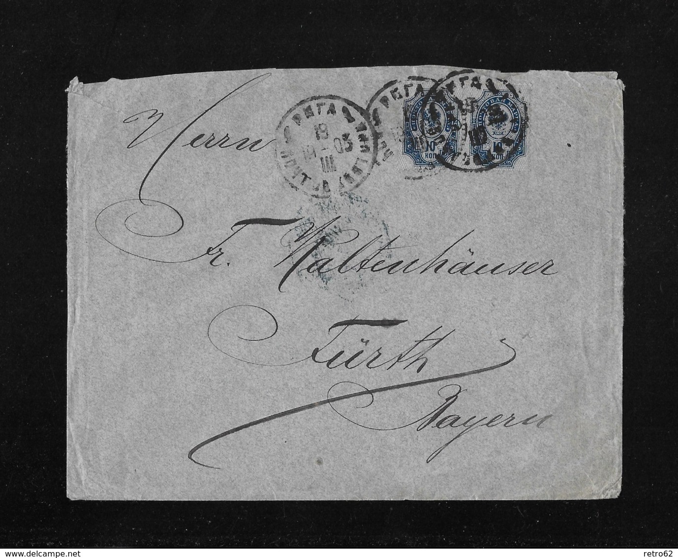 1903 RUSSIA → Period 20 Kopek On Riga Cover To Fürth/Bavaria (Registered?) - Briefe U. Dokumente