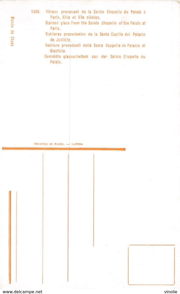 A-19-5212 : VITRAUX DE LA SAINTE CHAPELLE DU PALAIS A PARIS. EDITION LAPINA  N° 5486 - Autres & Non Classés
