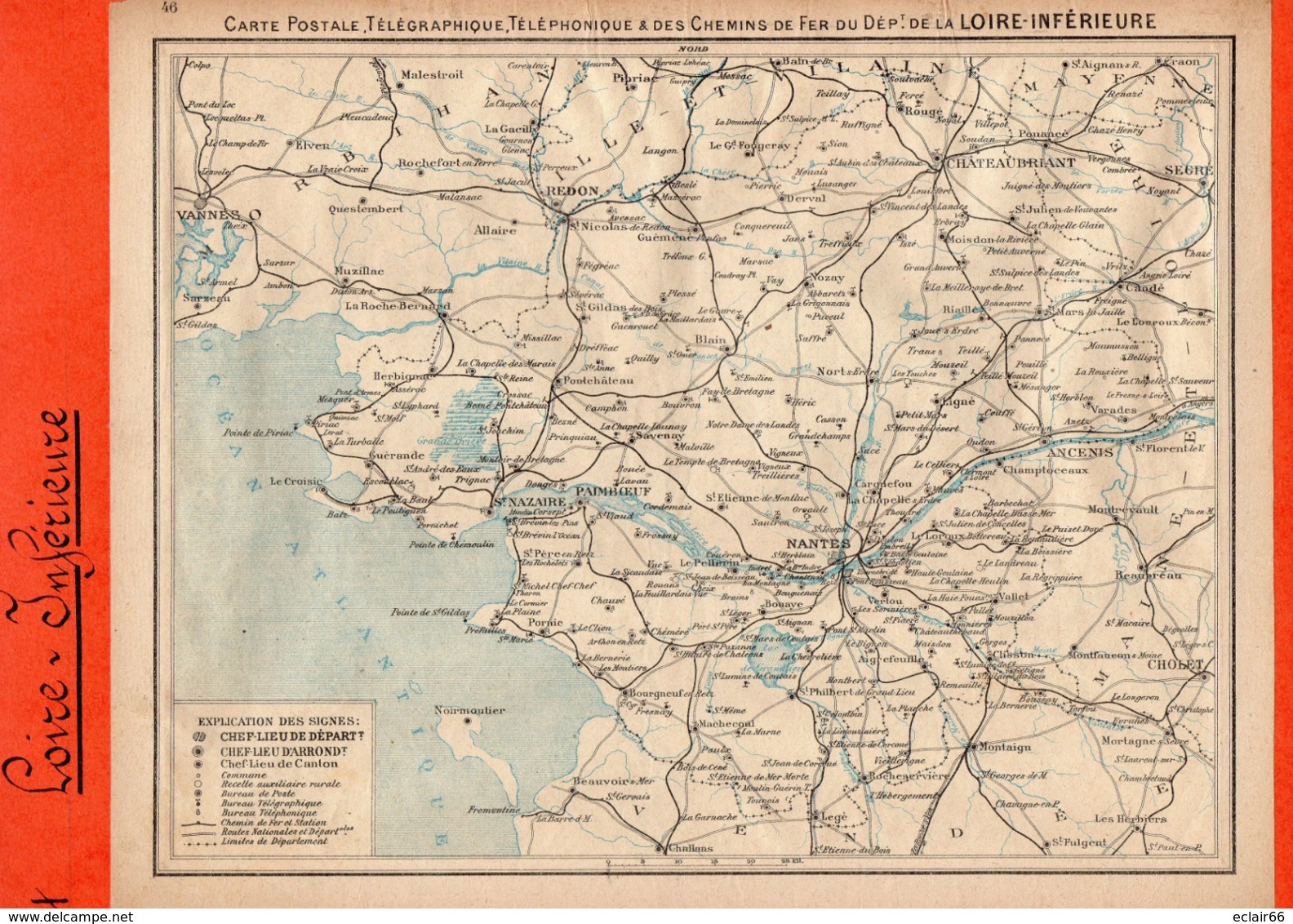 2 Cartes Télégraphique Téléphonique Des Chemins De Fer Dépt 44 LOIRE-INFERIEURet43 Hte-LOI Année 1936 Collée Recto Verso - Europa