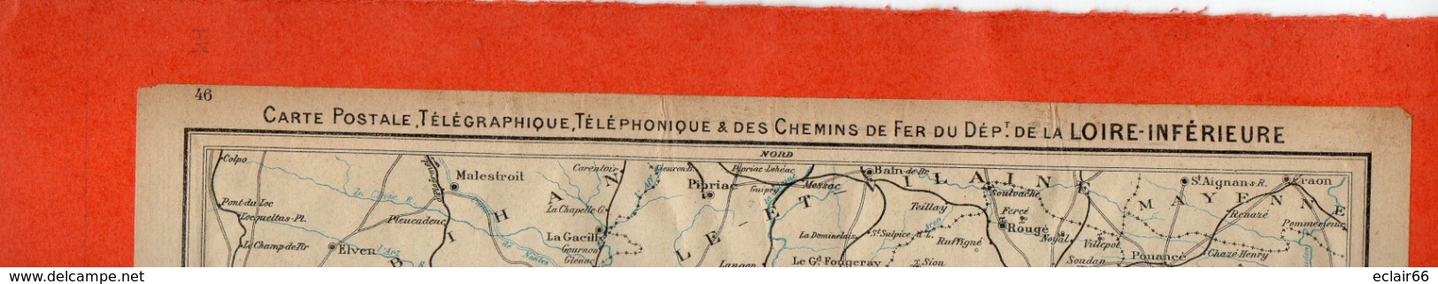 2 Cartes Télégraphique Téléphonique Des Chemins De Fer Dépt 44 LOIRE-INFERIEURet43 Hte-LOI Année 1936 Collée Recto Verso - Europa