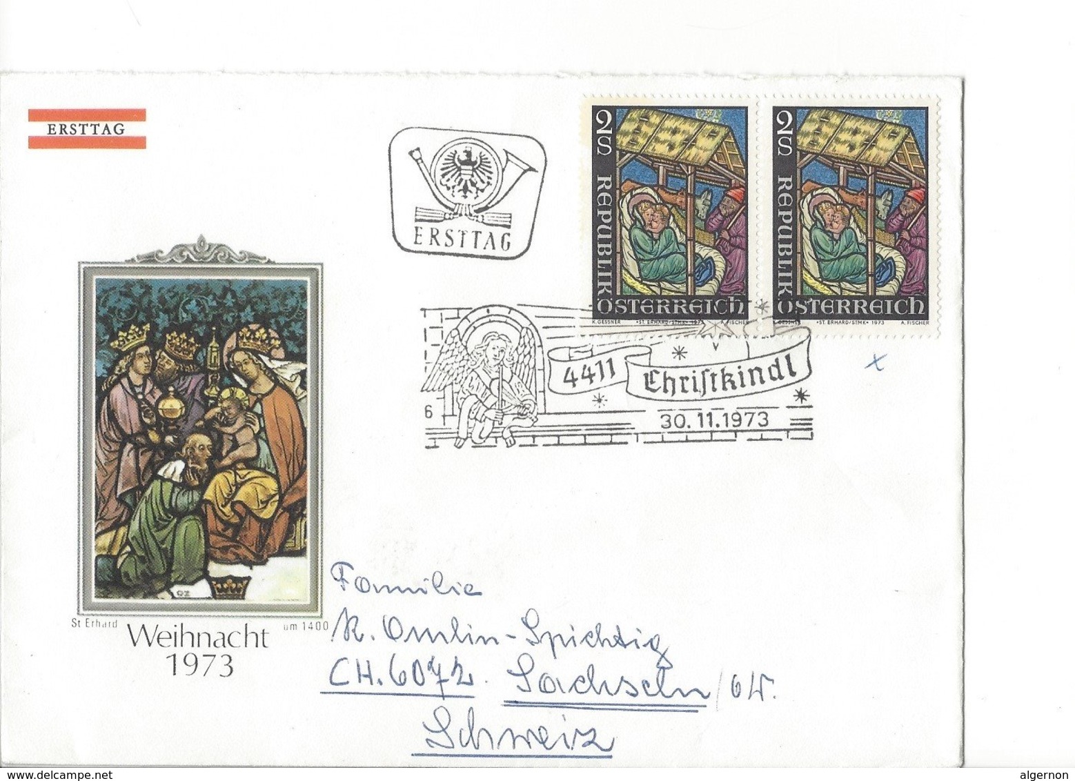 22521- Christkindl 1973 Cover Pour Sachseln 30.11.1973 Weihnacht - Noël