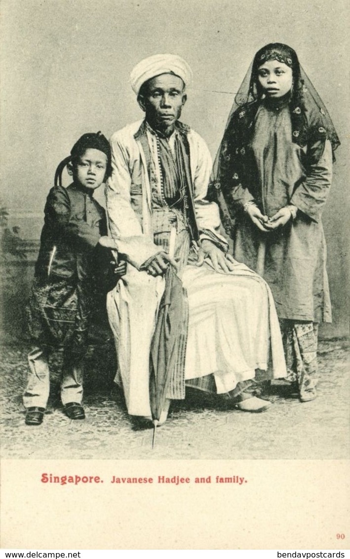 Straits Settlements, SINGAPORE, Javanese Hadji And Family, Islam (1899) Postcard - Singapore