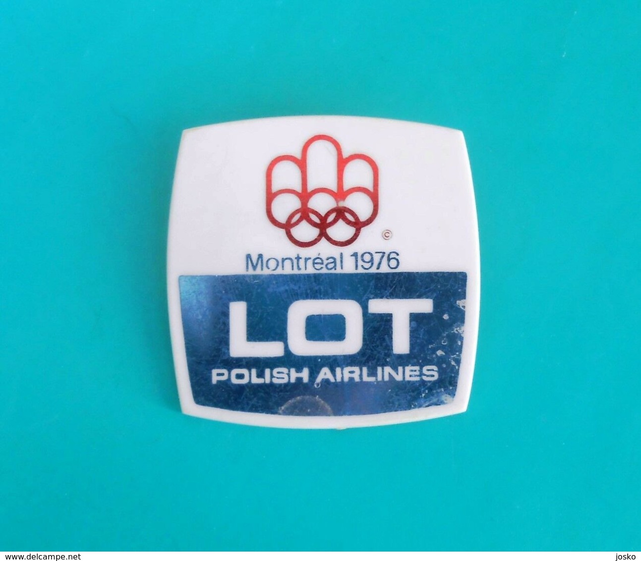 LOT ( Polish Airlines ) - OLYMPIC GAMES MONTREAL 1976. - Large Pin Badge * Poland Polska National Airways Plane Avion - Crew Badges