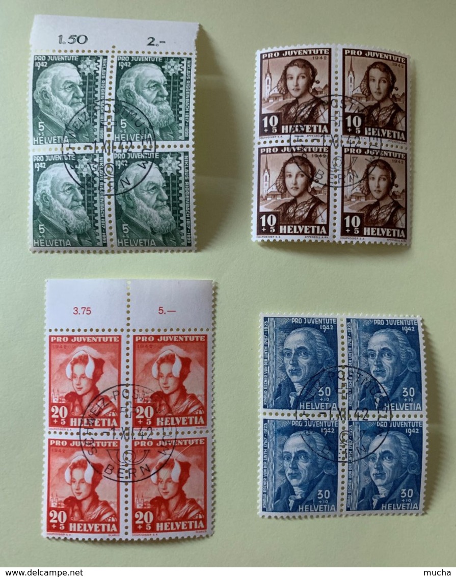 8997 - Pro Juventute 1942 Blocs De 4 - Used Stamps