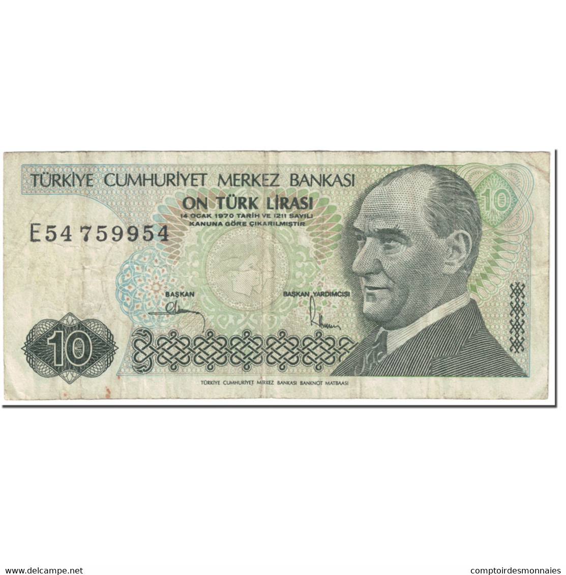 Billet, Turquie, 10 Lira, 1979, Old Date 1970-10-14, KM:193a, B - Turquie