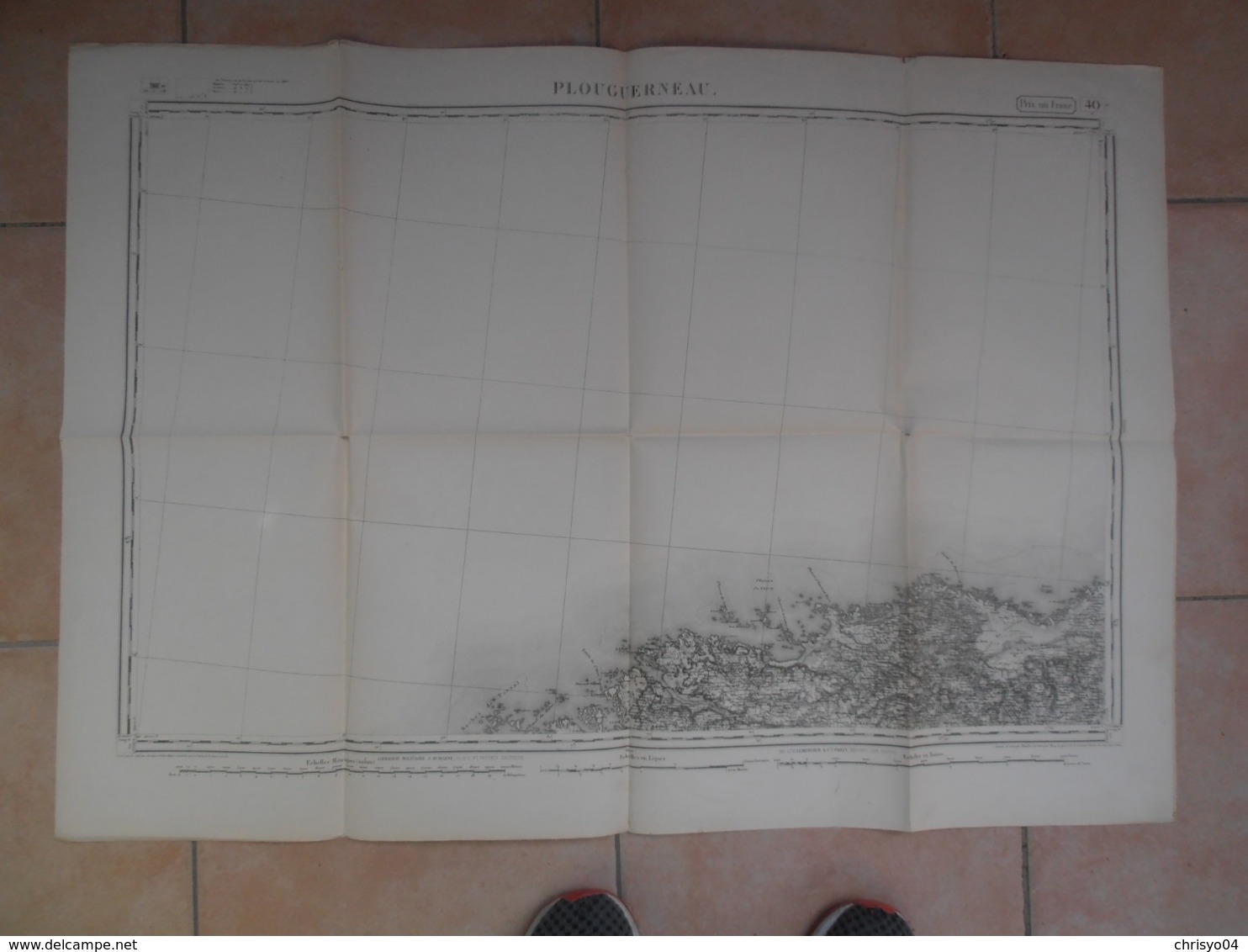 99Sv  Carte Géographique état Major Litho De 1850 PlouguerneauGuisseny Trollez Plouider Kerlouan - Carte Geographique