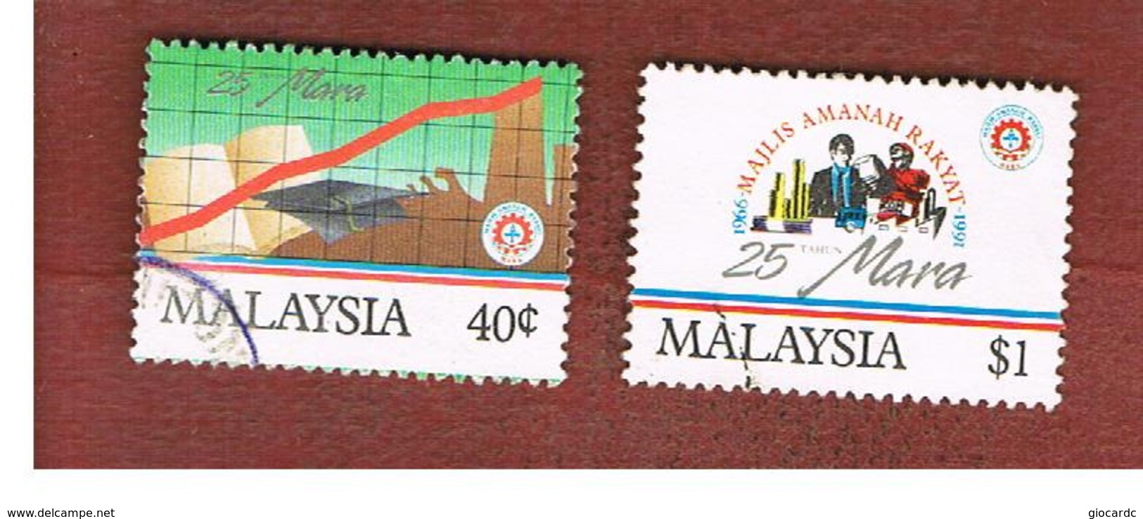 MALESIA (MALAYSIA)  -  SG 455.456  -   1991  MARA ANNIVERSARY  -  USED ° - Malasia (1964-...)