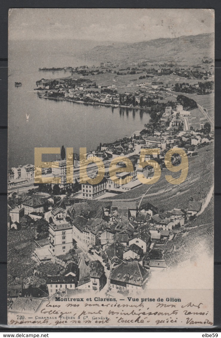 Montreux Et Clarens (VD)  Vue Prise De Glion, écrite 1906 - Montreux